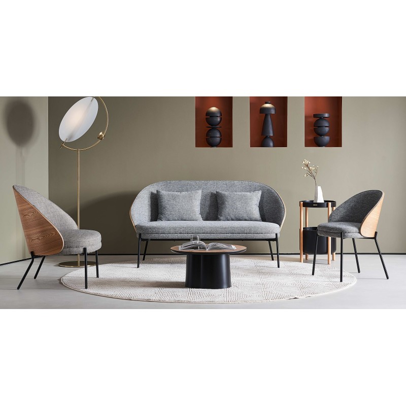 Sofa Nordic Earth z drewna orzechowego i bawełnianej tapicerki