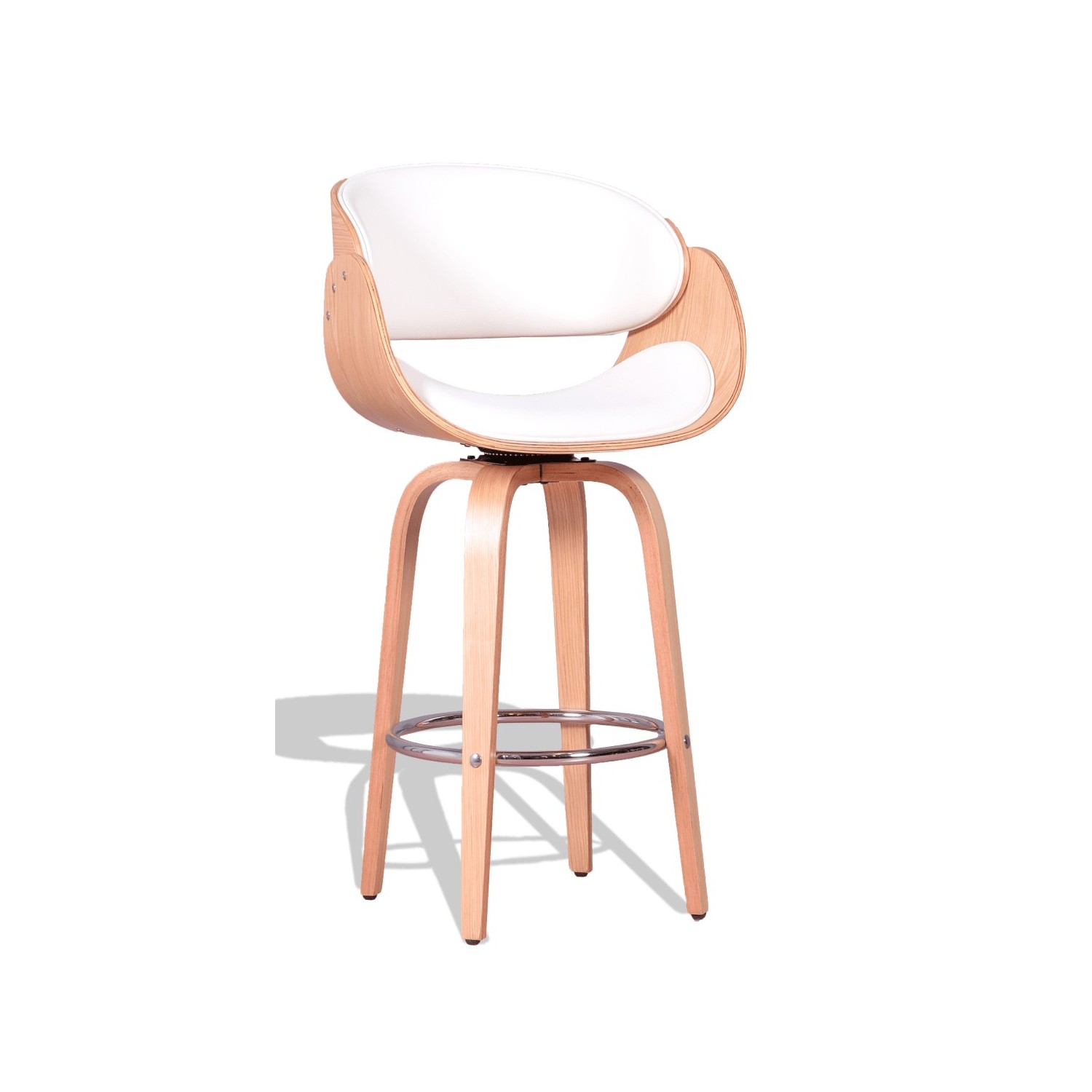 Tabouret Burrow en bois d'érable et coussin en similicuir