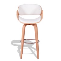 Burrow stool in maple wood and leatherette cushion