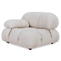 Sofá Laurel com braço direito estofado em bouclé