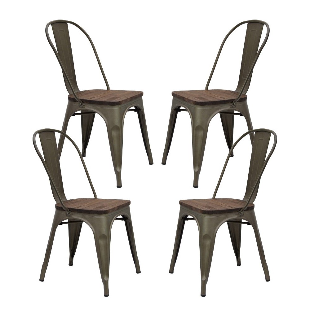Pack 4 Moulin chairs in synthetic rattan