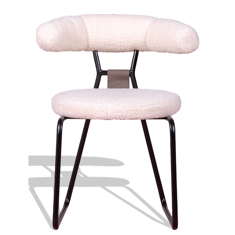 Silla de diseño Oxford tapizada en bouclé