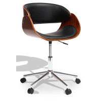 Office Chair in Walnut Wood and Faux Leather