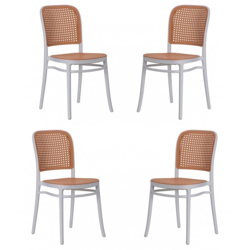 Pack 4 chaises Moulin en rotin synthétique