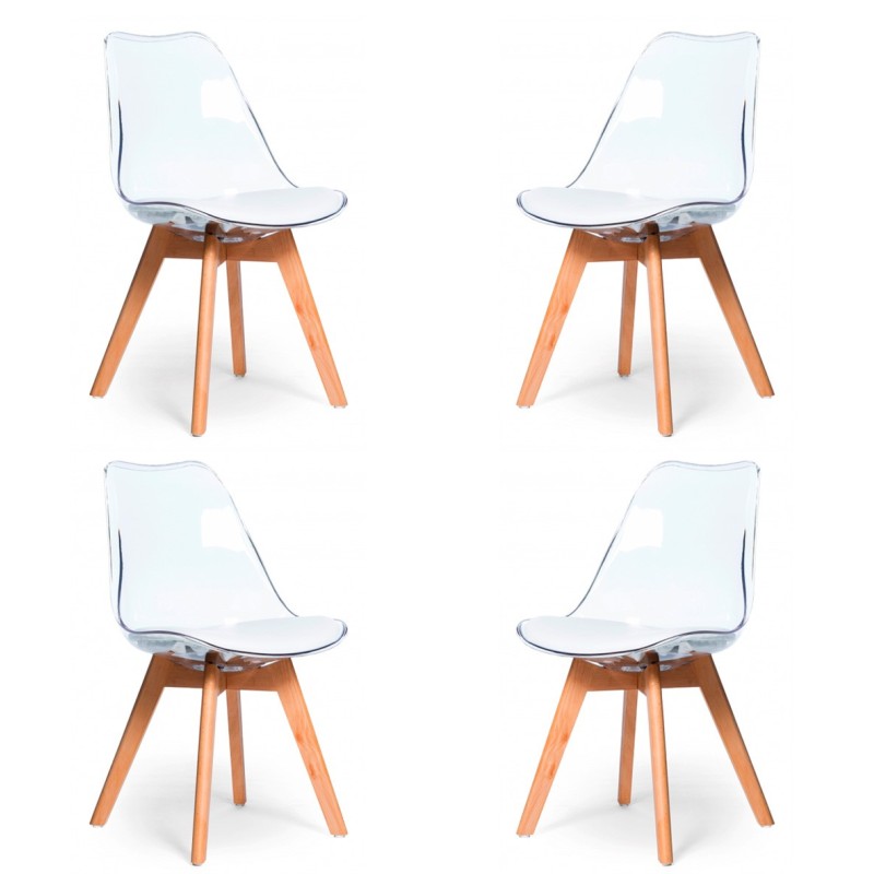 PACK 4 CHAISES VERONA TRANSPARENTES
