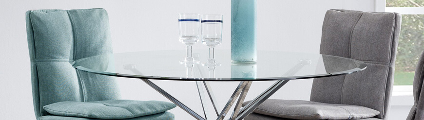 Mesas de jantar redondas de vidro